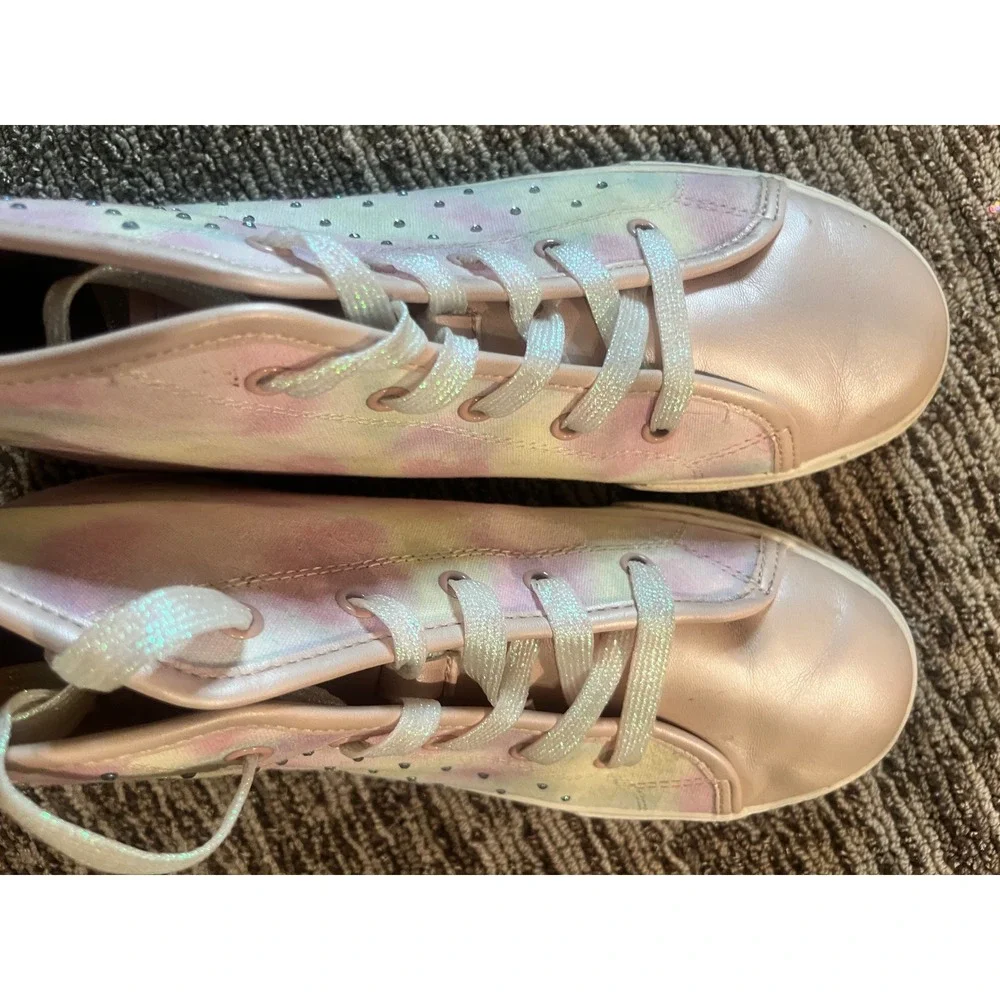 Childrens Place Girls Tie Dye Rhinestone High Top Sneakers Pink Pastel Size 6